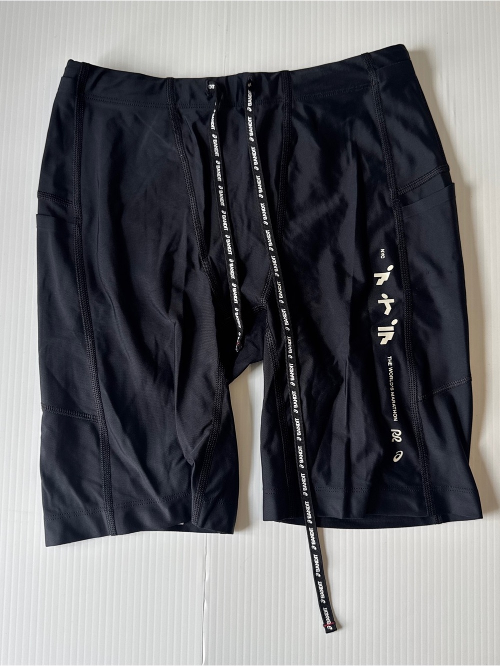 Bandit NYC Marathon Black Running Half Tights M ASICS Performance Race Shorts